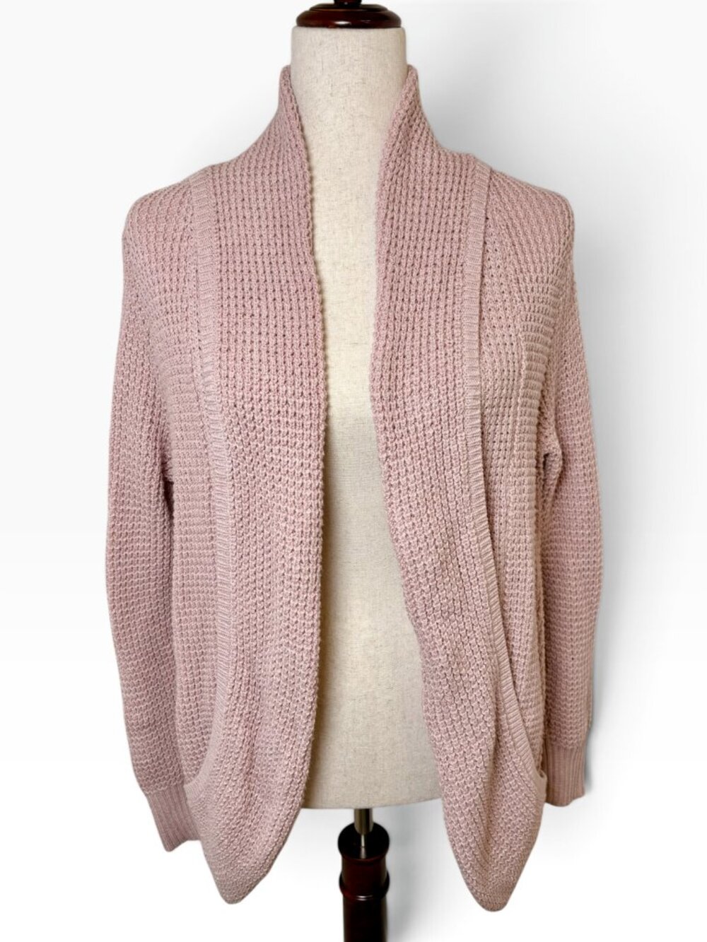 Market & Spruce Dusty Pink Open Knit Pocket Cardigan Size Medium